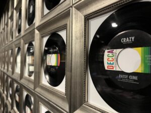 The wall of Pasty’s singles at the Patsy Cline Museum.